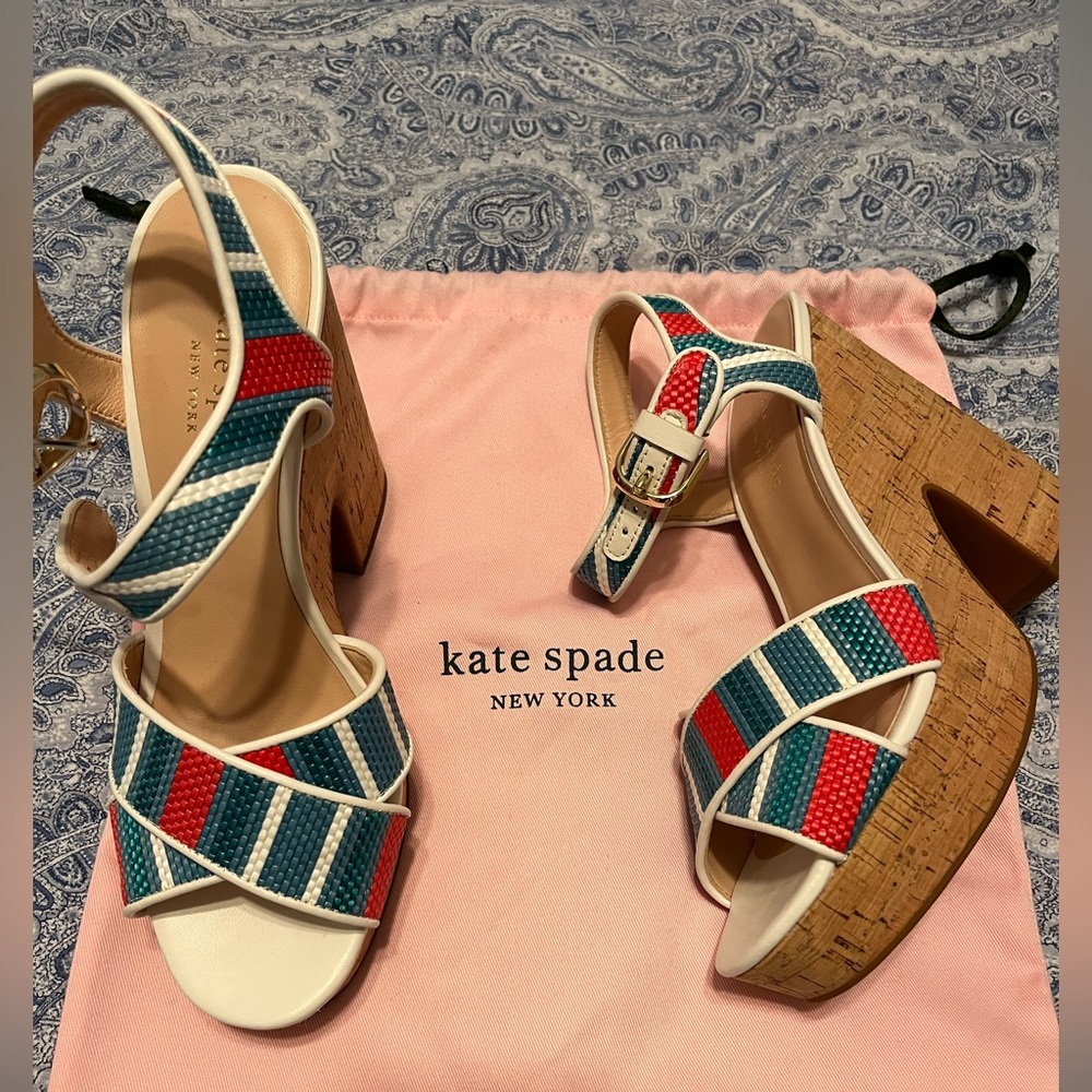 New, Kate Spade Striped Raffia ♠️ Size 7B
